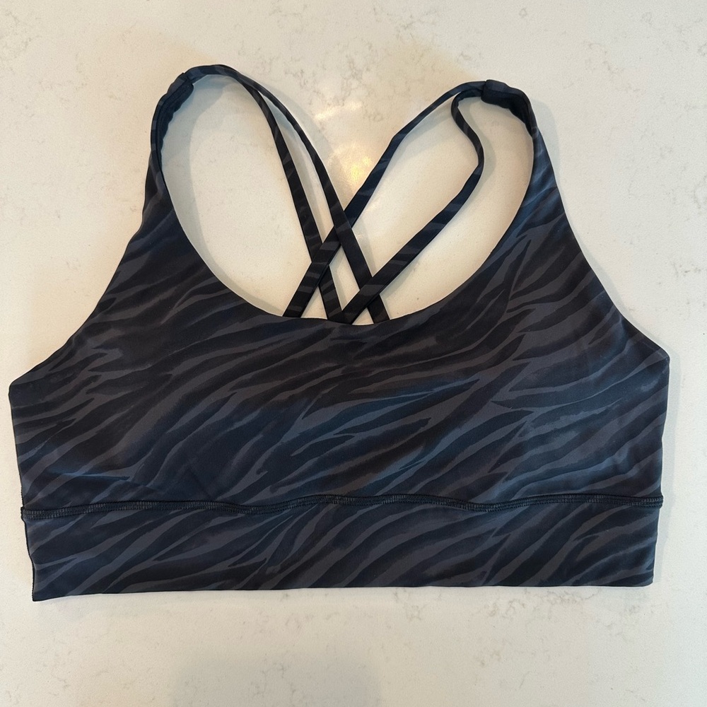 Lululemon Energy Black Zebra Print Sports Bra size 14